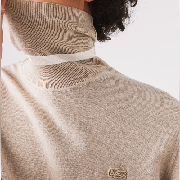 MEN'S LACOSTE TURTLENECK MERINO WOOL SWEATER - Picture 6 of 6